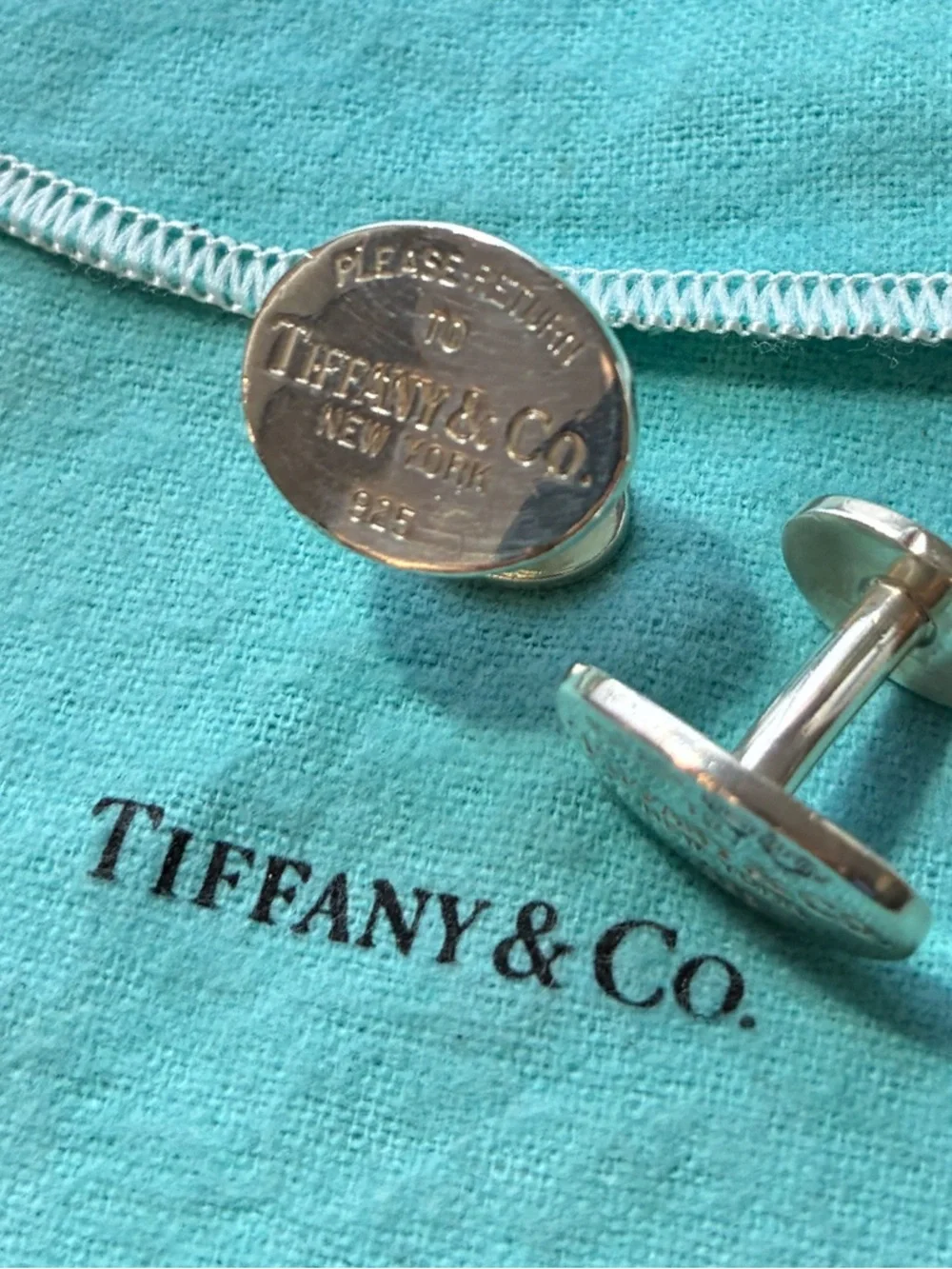 Tiffany & Co Sterling Silver 925 Oval Cufflinks   Please Return to NY